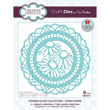 Sue Wilson Craft Dies Stained Glass Collection Coneflower | Set of 6