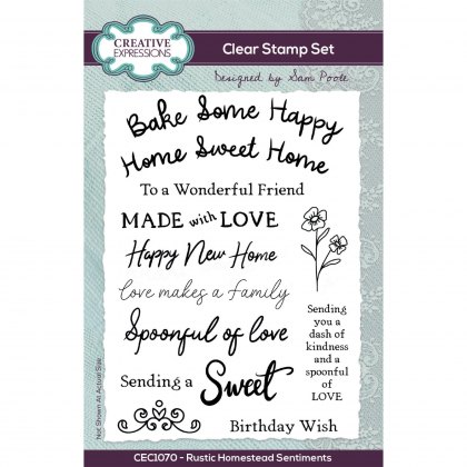 Creative Expressions Sam Poole Clear Stamp Rustic Homestead Sentiments | Set of 13