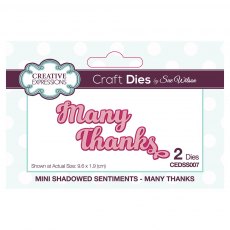 Sue Wilson Craft Dies Mini Shadowed Sentiments Collection Many Thanks | Set of 2