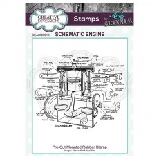 Creative Expressions Pre Cut Rubber Stamp by Andy Skinner Schematic Engine
