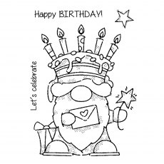 Woodware Clear Stamps Birthday Cake Gnome | Set of 4