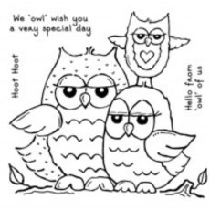 Woodware Clear Stamps Owl Family | Set of 4