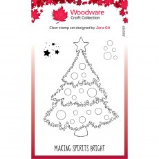 Woodware Clear Stamps Festive Fuzzies Christmas Tree | Set of 4