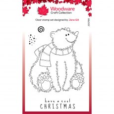 Woodware Clear Stamps Festive Fuzzies Polar Bear | Set of 4
