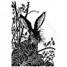 Woodware Clear Stamps Lino Cut Hare in the Brambles