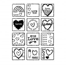 Woodware Clear Stamps Love Squares | Set of 12