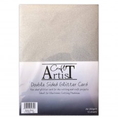 Craft Artist A4 Double Sided Glitter Card Silver Grey | 10 sheets