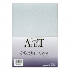Craft Artist A4 Glitter Card Silver | 10 sheets