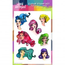 Jane Davenport Clear Stamp Paper Doll Wigs | Set of 7