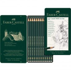 Faber-Castell Castell 9000 Graphite Pencils, Art Set with Tin | Set of 12