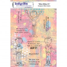 IndigoBlu A5 Rubber Mounted Stamp Mini Mike | Set of 9