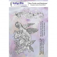 IndigoBlu A5 Rubber Mounted Stamp Sea Turtle and Seahorse | Set of 4