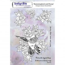 IndigoBlu A5 Rubber Mounted Stamp Hummingbird and Peony | Set of 6