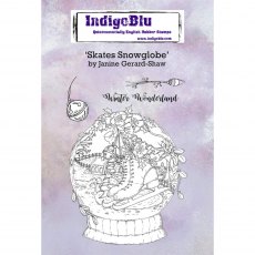 IndigoBlu A6 Rubber Mounted Stamp Skates Snowglobe | Set of 4