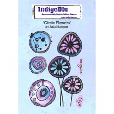 IndigoBlu A6 Rubber Mounted Stamp Circle Flowers | Set of 6