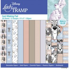 Disney Lady and the Tramp 8 x 8 inch Card Making Pad | 36 sheets