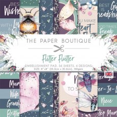 The Paper Boutique Flitter Flutter 8 x 8 inch Embellishments Pad | 36 sheets