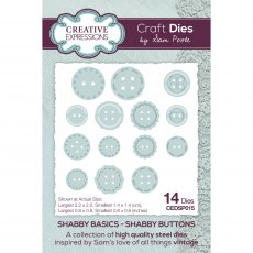 Creative Expressions Sam Poole Craft Die Shabby Basics Shabby Buttons | Set of 14