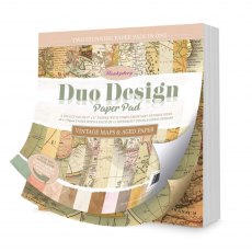 Hunkydory Duo Design 8 x 8 inch Paper Pad Vintage Maps & Aged Paper | 48 sheets