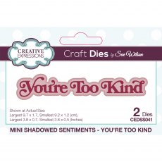 Sue Wilson Craft Dies Mini Shadowed Sentiments Collection You're Too Kind | Set of 2