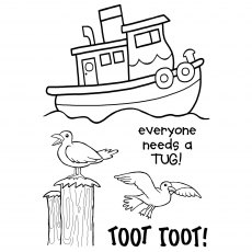 Woodware Clear Stamps Toot The Tug | Set of 5