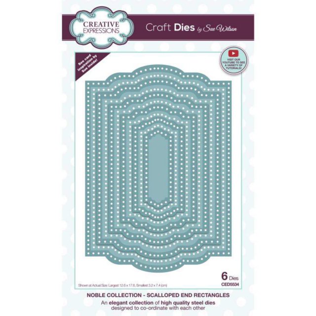 Sue Wilson Sue Wilson Craft Dies Noble Collection Scalloped End Rectangles | Set of 6