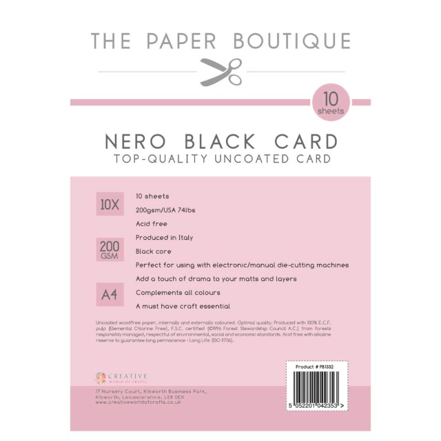The Paper Boutique The Paper Boutique A4 Card Basics Nero Black | 10 sheets