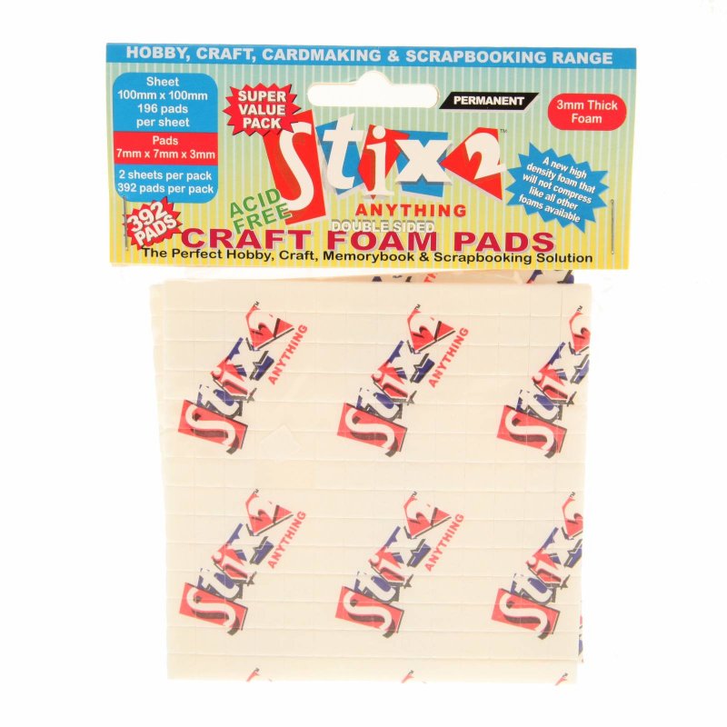 Stix2 Double Sided Craft Foam Pads 7mm x 7mm x 3mm | Pack of 392