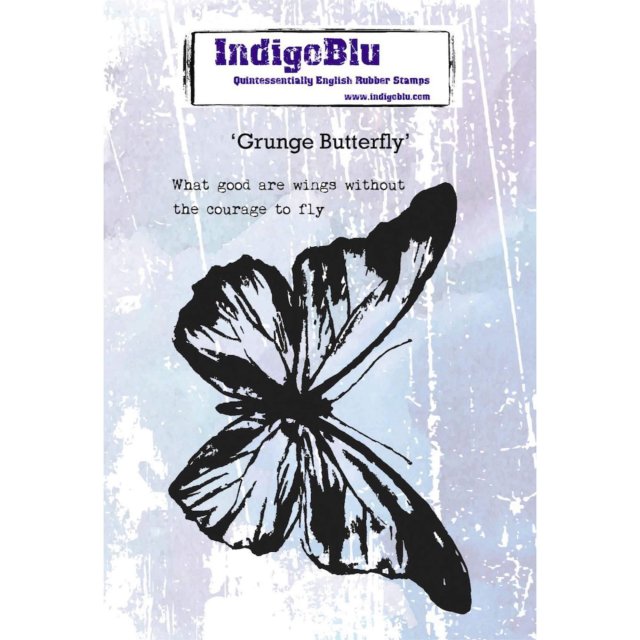 IndigoBlu Stamps IndigoBlu A6 Rubber Mounted Stamp Grunge Butterfly | Set of 2