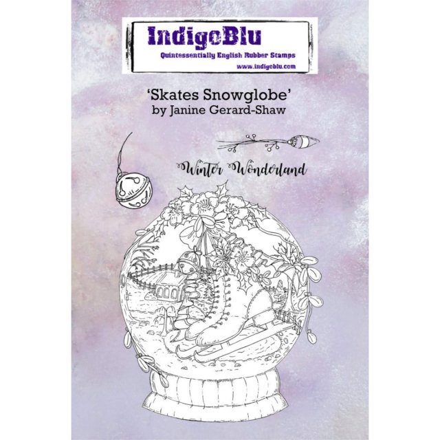 IndigoBlu Stamps IndigoBlu A6 Rubber Mounted Stamp Skates Snowglobe | Set of 4