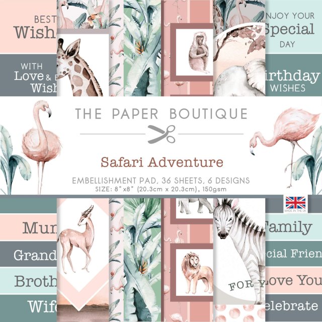 The Paper Boutique The Paper Boutique Safari Adventure 8 x 8 inch Embellishments Pad | 36 sheets