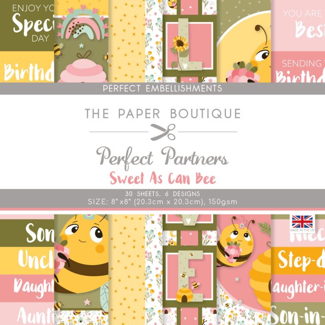 The Paper Boutique The Paper Boutique Perfect Partners Sweet as can Bee 8 x 8 inch Embellishments Pad | 30 sheets