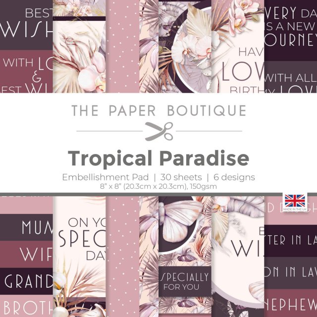 The Paper Boutique The Paper Boutique Tropical Paradise 8 x 8 inch Embellishments Pad | 30 sheets