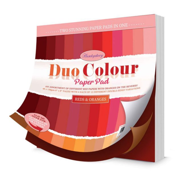Duo Colour Paper Pads Hunkydory Duo Colour 8 x 8 inch Paper Pad Reds & Oranges | 48 sheets
