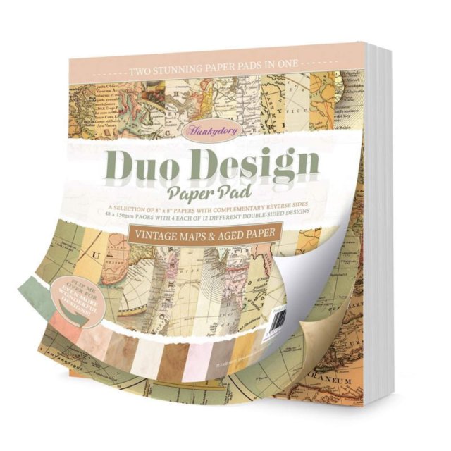 Duo Design Paper Pads Hunkydory Duo Design 8 x 8 inch Paper Pad Vintage Maps & Aged Paper | 48 sheets