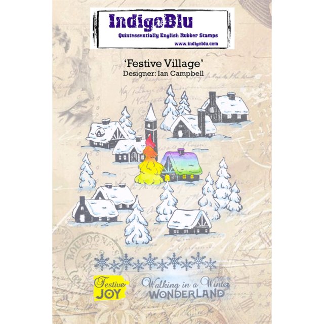 IndigoBlu Stamps IndigoBlu A6 Rubber Mounted Stamp Festive Village | Set of 8