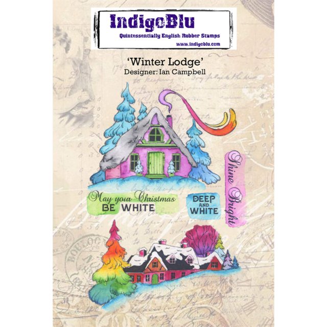 IndigoBlu Stamps IndigoBlu A6 Rubber Mounted Stamp Winter Lodge | Set of 5