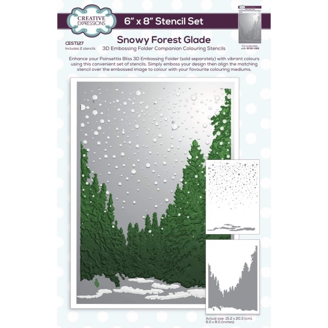 Creative Expressions Creative Expressions Companion Colouring Stencil Snowy Forest Glade | 6 x 8 inch | Set of 2