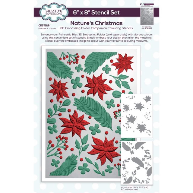 Creative Expressions Creative Expressions Companion Colouring Stencil Nature's Christmas | 6 x 8 inch | Set of 2