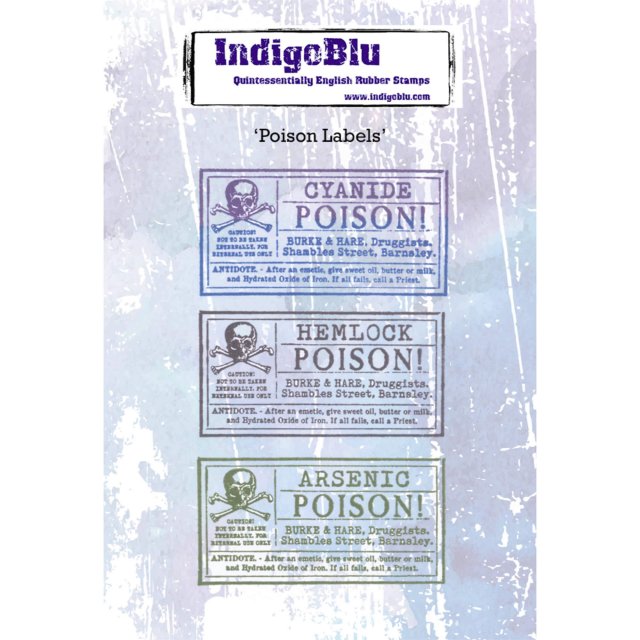 IndigoBlu Stamps IndigoBlu A6 Rubber Mounted Stamp Poison Labels |Set of 3