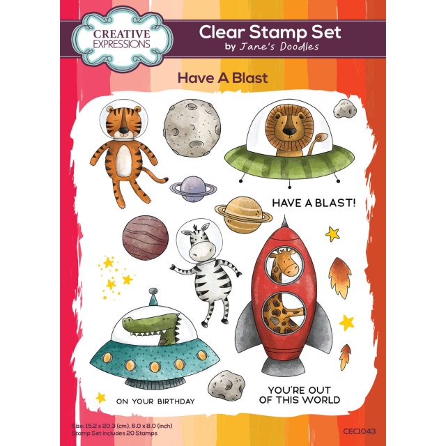 Jane's Doodles Creative Expressions Jane's Doodles Clear Stamps Have A Blast | Set of 20