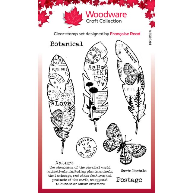 Woodware Woodware Clear Stamps Paper Feathers | Set of 9