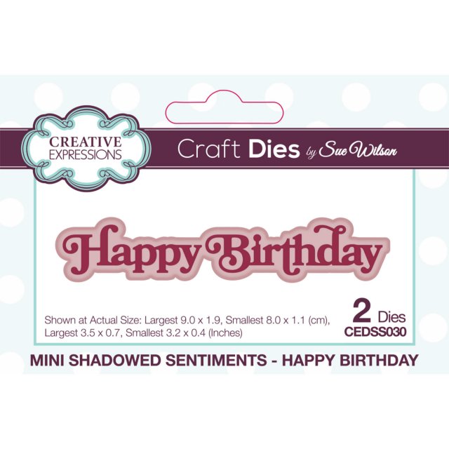 Sue Wilson Sue Wilson Craft Dies Mini Shadowed Sentiments Collection Happy Birthday | Set of 2