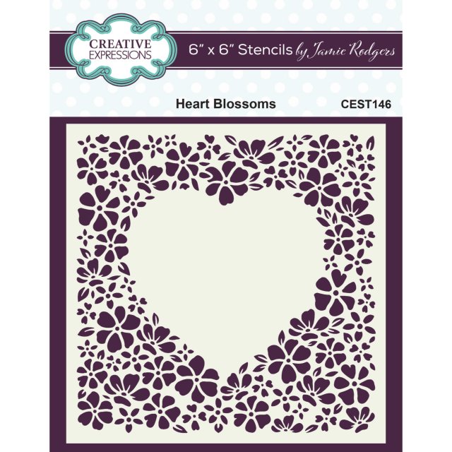 Jamie Rodgers Creative Expressions Stencil by Jamie Rodgers Heart Blossoms | 6 x 6 inch