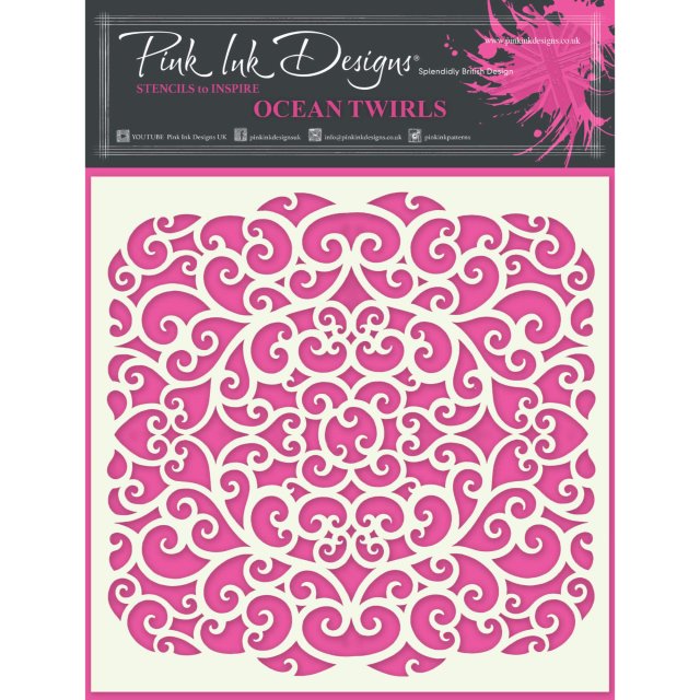 Pink Ink Designs Pink Ink Designs Stencil Ocean Twirls | 7 x 7 inch