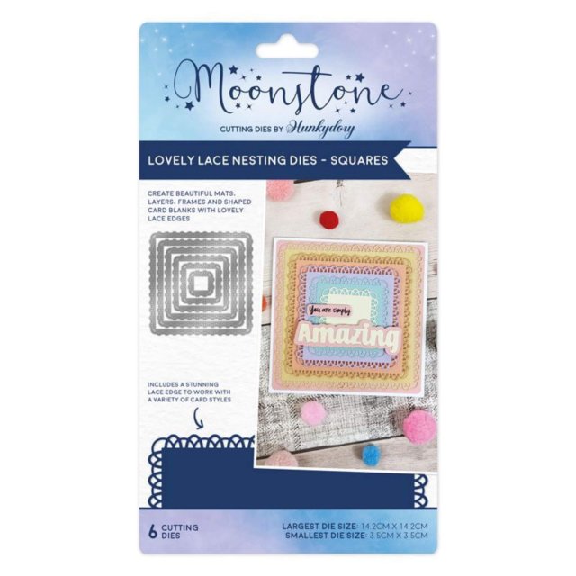 Moonstone Dies Hunkydory Moonstone Lovely Lace Nesting Dies Squares | Set of 6