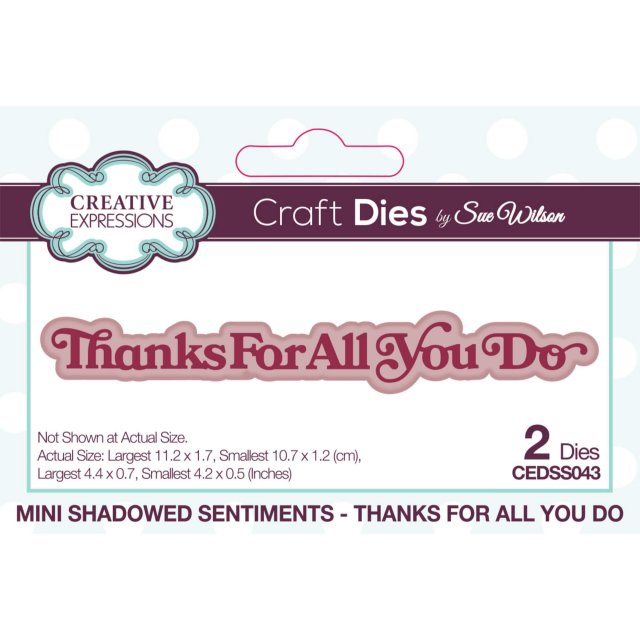Sue Wilson Sue Wilson Craft Dies Mini Shadowed Sentiments Collection Thanks For All You Do | Set of 2