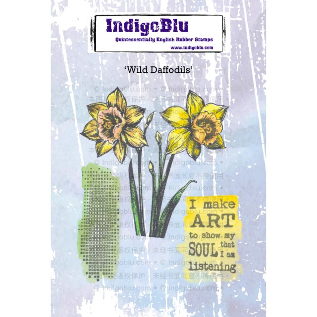 IndigoBlu Stamps IndigoBlu A6 Rubber Mounted Stamp Wild Daffodils | Set of 3
