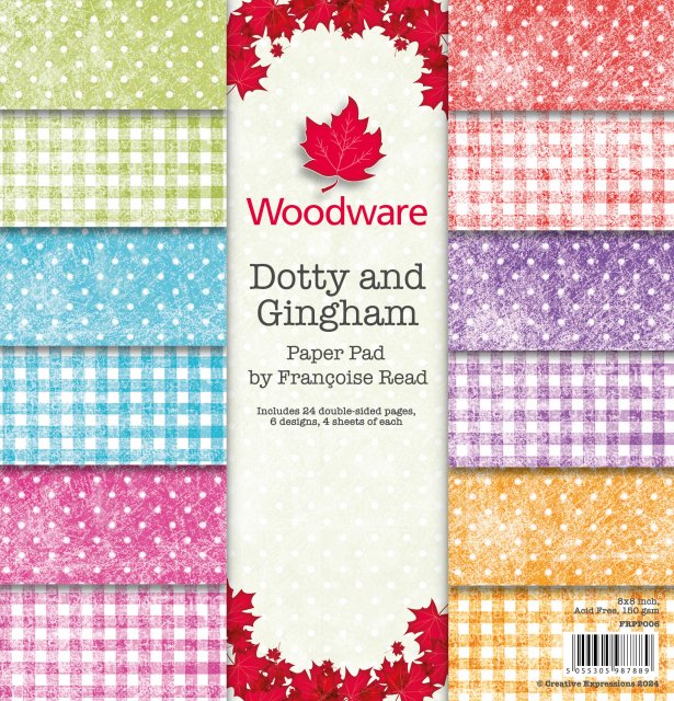 Woodware Woodware Francoise Read 8 x 8 inch Paper Pad Dotty And Gingham | 24 Sheets