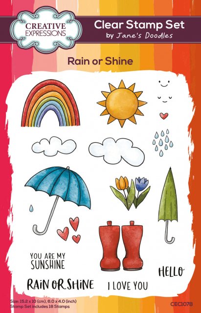 Jane's Doodles Creative Expressions Jane's Doodles Clear Stamps Rain or Shine | Set of 18